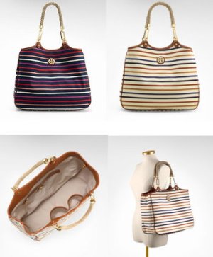 画像1: Tory Burch★Striped CHANNING TOTE★