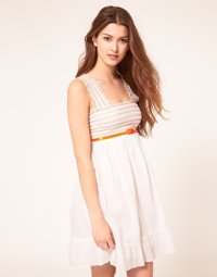 Liquorish Sun Dress With Neon Stitching And Belt