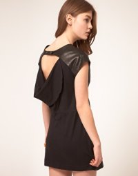 Urban Code Leather Dress With Drape Jersey Back